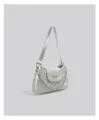 Sac à épaule baguette métallisé argenté avec chaîne élégante et joli papillon décoratif. - Argent