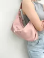 Borsa a tracolla in pelle rosa da donna, elegante borsa hobo con tasche con zip. - Rosa