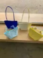 Casual minimalist nylon tote bag set in vibrant colors with slim shoulder straps. - Dark Blue