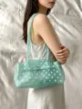 Minzgrüne gepunktete Jelly Umhängetasche für Damen, trendige transparente Handtasche und Tasche. - Hellgrün