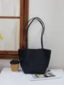 Borsa a secchiello in nylon minimalista coreana grande capacita borsa a spalla donna - Nero