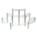 3-Tier Clear Acrylic Display Stand Semicircular Dessert Cupcake Risers Cosmetics Organizer - Semicircle Style / Semi-Circular Stainless Steel Pillar