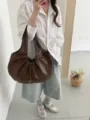 Bolso de hombro plisado estilo coreano para mujer, bolso de mano chic y versátil diario - Marrón