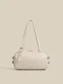 Borsa a spalla Boston vintage beige elegante borsa sottoascella minimalista donna - Bianco