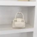 White leather top handle handbag women shoulder crossbody bag stylish daily use - Standard / White