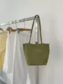 Green Nylon Tote Bag Minimalist Casual Shoulder Bag Large Capacity Daily Commuting Bucket Bag Women - Army Green