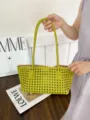 Borsa tote verde in pelle intrecciata da donna grande elegante borsa a spalla estiva - Verde matcha