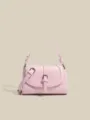 Borsa a tracolla retrò in pelle verniciata rosa da donna, elegante borsa da lavoro. - Rosa