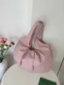 Borsa a tracolla plissettata rosa in stile coreano, borsa hobo morbida, elegante borsa. - Rosa