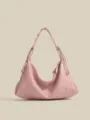Borsa a spalla slouchy rosa da donna, elegante borsa shopper in pelle sintetica chic. - Rosa