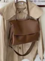 Borsa a tracolla retrò in pelle marrone, grande capacità elegante borsa a mano per donna. - Marrone con Tracolla in Tessuto