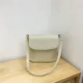 Borsa a secchiello a tracolla bianco sporco, elegante borsa a spalla versatile per donna. - Beige