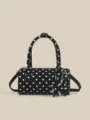 Borsa a mano cilindrica a pois in stile coreano con ciondolo a stella per donne e ragazze. - Nero
