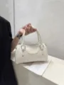 Borsa a mano Boston bianca da donna, elegante borsa a tracolla in pelle PU per il lavoro. - Bianco
