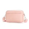 Pink PU leather crossbody bag, stylish small shoulder camera bag with adjustable strap for women. - Pink