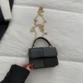 Retro color-block mini vierkante crossbody tas voor dames, zwarte handtas stijl. - Zwart