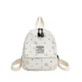 Petit sac à dos en velours côtelé pour femme et enfant mini cartable motif floral - Blanc Cassé