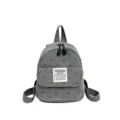 Mini sac à dos en velours côtelé gris pour femmes et enfants avec motif floral et poche. - Gris foncé