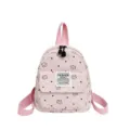 Mini sac à dos en velours côtelé rose avec motif floral mignon pour femme style décontracté. - Rose