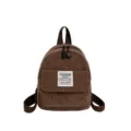 Mini sac à dos marron en velours côtelé pour femmes et enfants, petit sac décontracté avec fleurs. - Brun Foncé