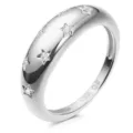 Anello a cupola con stelle in argento da donna, gioiello con fascia spessa minimalista ed elegante. - Taglia 7 / Bianco
