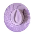 Lasergegraveerd bloemenpatroon westerse cowboyhoed retro brede rand imitatie suède fedora - M (56-58cm) / Lichtpaars