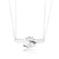 Magnetic couple handshake necklace silver double chain simple pendant jewelry gifts - Silver Set