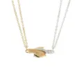 Couple magnetic matching holding hands pendant necklace set for lovers and friends style gifts. - Gold and Silver Set