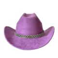 Purple suede western cowboy hat detail, rhinestone crystal band trim, stylish party headwear. - M (56-58cm) / Violet