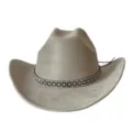 Details of the retro suede western cowboy hat with rhinestone band for men and women party. - M (56-58cm) / Silver Gray