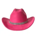 Hot pink suede western cowboy hat featuring a sparkling rhinestone decorative band detail. - M (56-58cm) / Rose Red