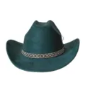 Retro rhinestone suede western cowboy hat for men and women party fashion headwear item - M (56-58cm) / Malachite green