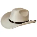 Sombrero de vaquero estilo occidental de ante sintetico con ala ancha para aire libre. - M (56-58cm) / Beige