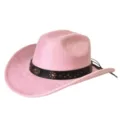 Chapeau de cowboy occidental en daim rose pour femmes hommes, large bord chapeau d'équitation. - M (56-58cm) / Rose