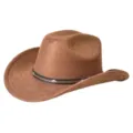 Sombrero de vaquero occidental retro de ala ancha, fedora de ante sintético con tachuelas metálicas. - M (56-58cm) / Marrón