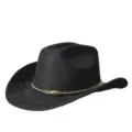 Cappello da cowboy western in camoscio nero per uomo e donna, fedora jazz vintage. - M（56-58cm） / Nero