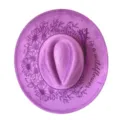 Purple suede fedora hat with laser engraved daisy flowers and wildflower text for women style. - M (56-58cm) / Violet