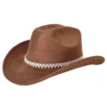 Retro suède westerse cowboyhoed met sprankelende strass kettingband voor carnaval feest. - M (56-58cm) / koffiekleur