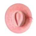 Pink suede western fedora hat with laser engraved daisy flowers and wildflower text. - M (56-58cm) / Light Pink