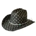 Vintage black denim western cowboy hat with sequin details and turquoise concho band detail. - M (56-58cm) / Distressed Sequins Style / Black