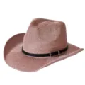 Shiny sequin cowgirl hat with leather band and metal buckle, stylish pink sun hat for women. - Lotus root pink / M (56-58cm)
