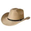 Cappello da cowboy western in camoscio per uomo e donna, cappello fedora jazz rétro a tesa larga. - M（56-58cm） / Cachi