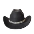 Detail shot of black western cowboy hat featuring sparkling rhinestone decorative band. - M (56-58cm) / Black
