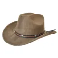 Sombrero de vaquero occidental retro de ala ancha con banda decorativa y tachuelas para exterior. - M (56-58cm) / Verde Militar