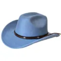 Sombrero de vaquero occidental de ante azul claro con banda de cuero tachonada para equitación. - M (56-58cm) / Azul claro