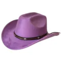Sombrero de vaquero de ante morado con cinta tachonada, elegante accesorio de moda. - M (56-58cm) / Violeta Oscuro