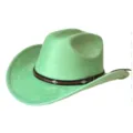 Sombrero de vaquero occidental verde, sombrero fedora de ante sintético de ala ancha para exterior - M (56-58cm) / Verde Fluorescente