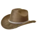 Bruine suède Western cowboyhoed met sprankelende strass kettingband voor feestoutfits. - M (56-58cm) / Legergroen