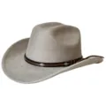 Sombrero Vaquero Ante Gris Vintage Ala Ancha Fedora Occidental Gorro De Exterior - M (56-58cm) / Gris claro