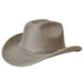 Vintage suede westerse cowboyhoed met glinsterende strass kettingband voor feestkostuums - M (56-58cm) / Grijs